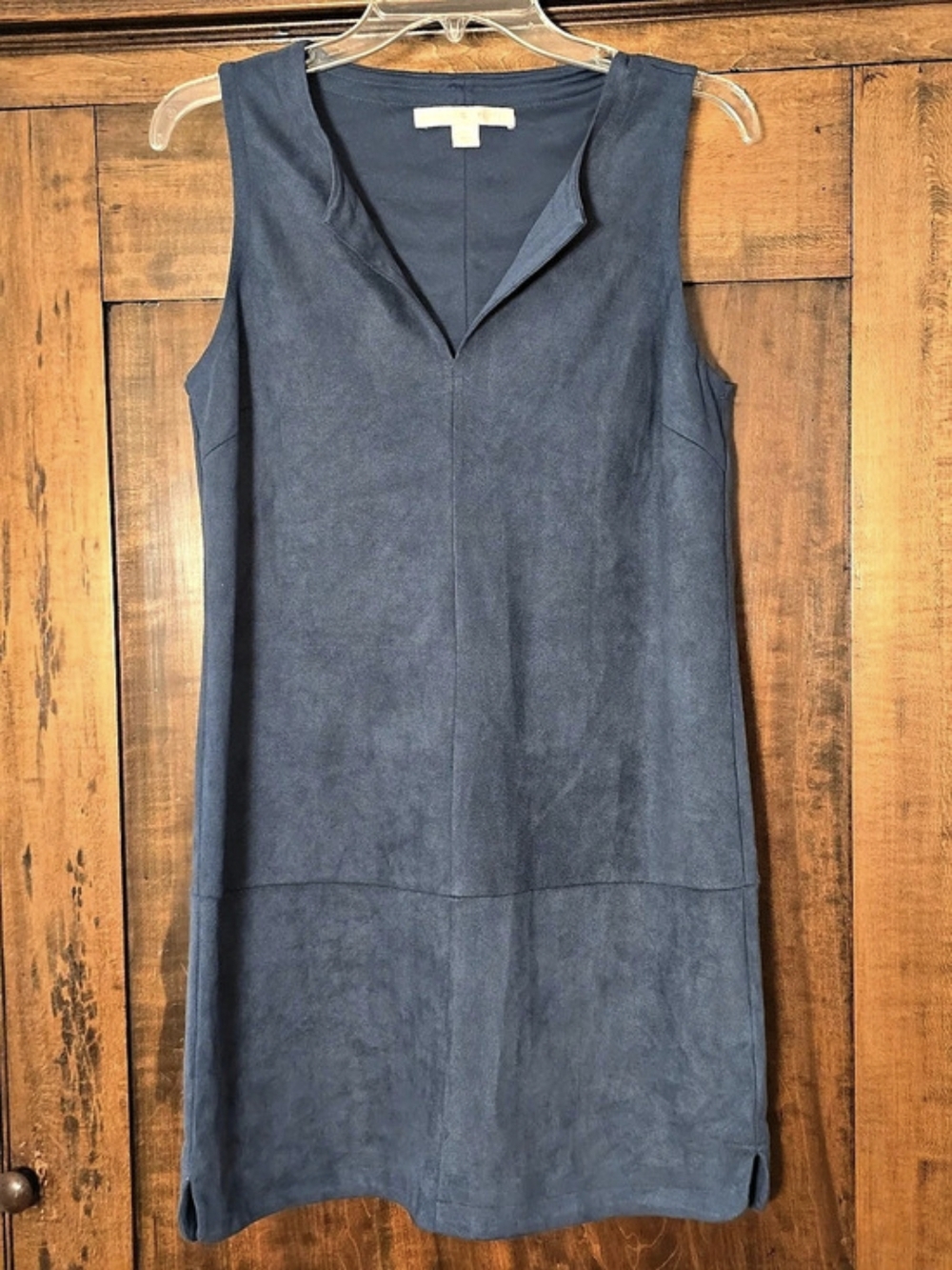 O Boston Proper Faux Suede V-Neck Sleeveless Sheath Dress Blue Size 8